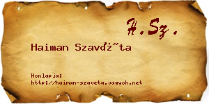 Haiman Szavéta névjegykártya